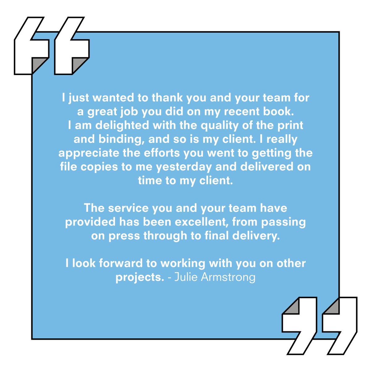 Friday just got better! This incredible feedback just landed in our inbox! We love hearing from our Clients; thank you, Julie. It’s always a pleasure working with you, and we look forward to working with you again. Happy Friday to you all!🥳

#275yearsinprint #275yearsandlearning