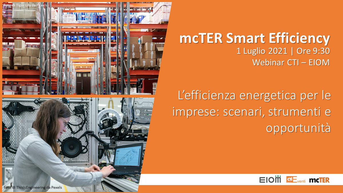 #mcTER Smart Efficiency | 1 Luglio 2021 📢Se non l'hai ancora fatto, registrati ora! 📜Programma➡️bit.ly/3h4ALKy ✅Registrati➡️bit.ly/3vWeTGs 📌Riconoscimento CFP ingegneri/periti 🙌Evento in collaborazione con @EIOMFIERE