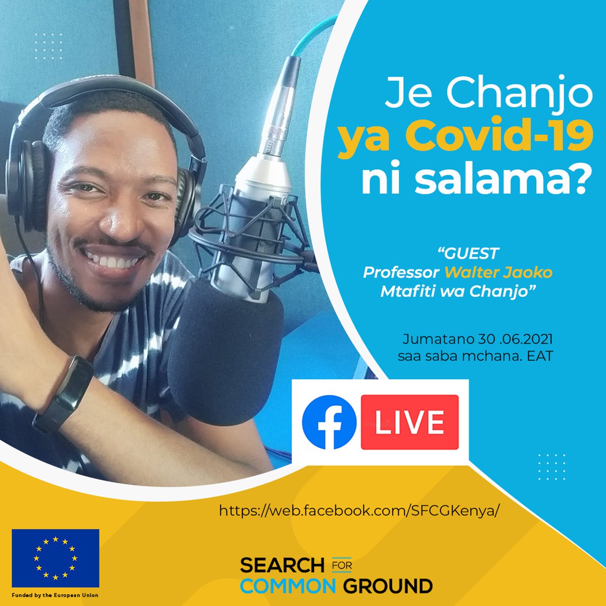 Join us next Wednesday as we engage Professor Walter Jaoko as we answer the Question:  is the Covid-19 Vaccine safe?
#Bakisalama #PamojaDhidiYaCorona 
<a href="/EUinKenya/">European Union In Kenya</a>