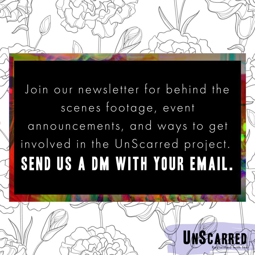 UnscarredFilm's tweet photo. Want to get our UnScarred newsletter? DM us your EMAIL ADRESS! Every couple months we'll send out a newsletter with behind the scenes content, updates on the stories featured in the project, event announcements, and ways you can get involved with the project. https://t.co/JwjsH8xM42