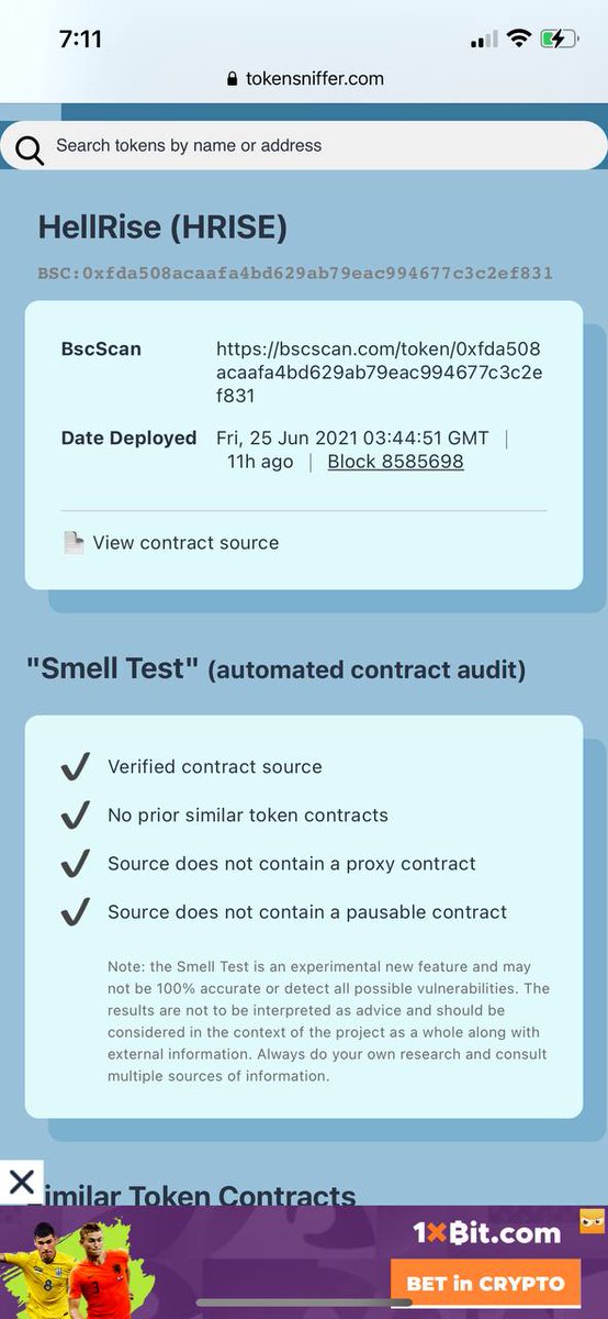 HellRise11's tweet photo. A community member posted this in our chat... Yes, the contract is 100% unique and we have two super experienced devs and a team of admins working our hardest. See you on the moon!

#BSC #HellRise #Gem #Bep20 #Altseason2021 #BSC #BNB https://t.co/lRaFOng2PI