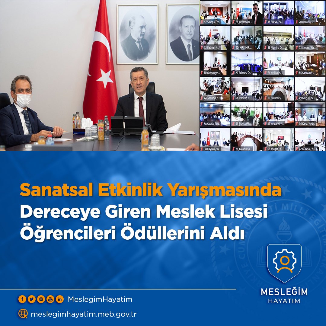 #MesleğimHayatım | 📰 

Bakan Ziya Selçuk: "Mesleki eğitim ve sanat eğitiminin bir arada konuşuluyor olması çok yakın hususların bir araya gelmesi anlamına geliyor."

Öğrencilerimizi tebrik ediyoruz. 👏👏

👉🏻bit.ly/3jbPhTg