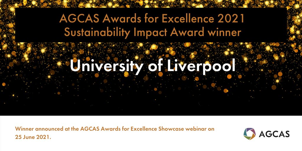 AGCAS's tweet photo. The winner of the @AGCAS Sustainability Impact Award is University of Liverpool @livunicareers @LivUni for their online learning module Sustainability in Action
Congratulations! https://t.co/YpLj5cnGF4