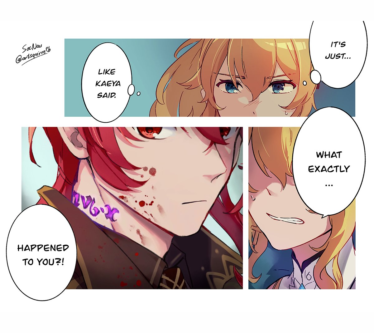 Corrupted/Fallen Diluc AU
#原神  #GenshinImpact #Jealuc #ディルジン 
(Read from right to left) 
