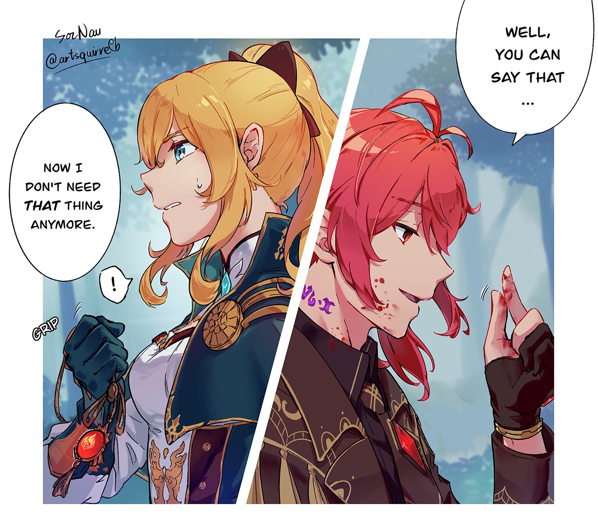 artsquirrelb's tweet photo. Corrupted/Fallen Diluc AU
#原神  #GenshinImpact #Jealuc #ディルジン 
(Read from right to left) https://t.co/tYGNDWNT3T