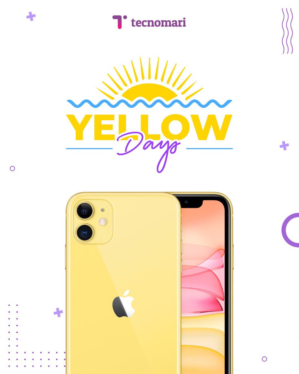 En Tecnomari sabemos dar la bienvenida 
al verano de la mejor manera... 😎
¡Di ""Hola""👋 a los Yellow Days☀️! 7 días de increíbles 
descuentos que te harán derretirte por ellos 🤩🥰
¿Te lo vas a perder?

#yellowdays #Tecnomari #descuentos #ofertas 
#tecnología