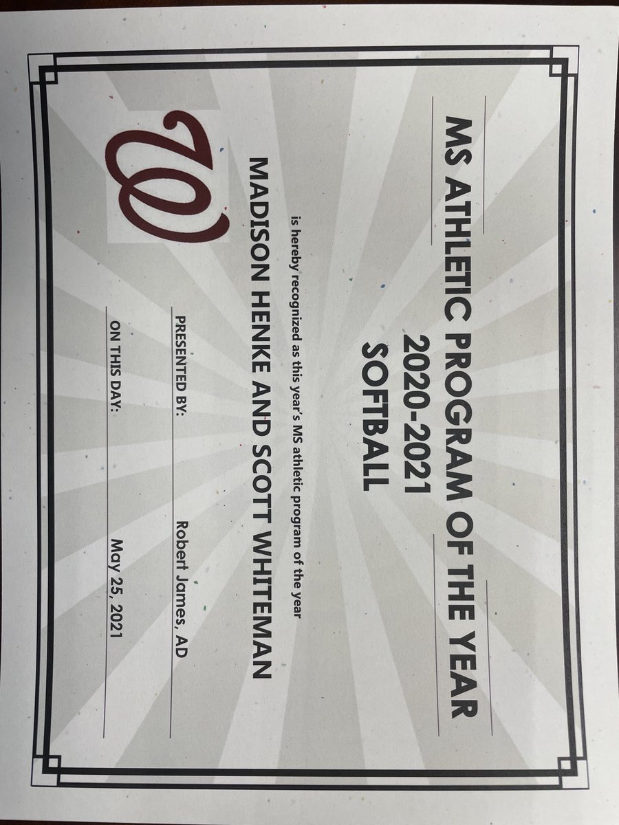 Congrats to Coach Henke and Whiteman on earning the MS Program of the Year!
