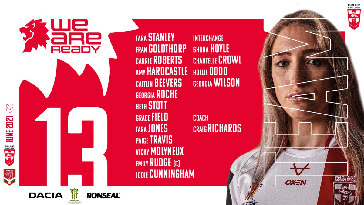 England_RL's tweet photo. 🔥 Your #EnglandRL Women team to take on @WalesRugbyL this evening!

📺 Live on @SkySports Main Event from 5:30pm... https://t.co/KLc3WMXMI7