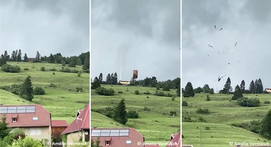 Publication du dossier sur la #tornade qui a touché le #Doubs mardi dernier à Verrières-de-Joux. Les dommages constatés relèvent d'une intensité EF1 (135 à 175 km/h), avec une trajectoire totale de 5,5 km qui finit en #Suisse : 