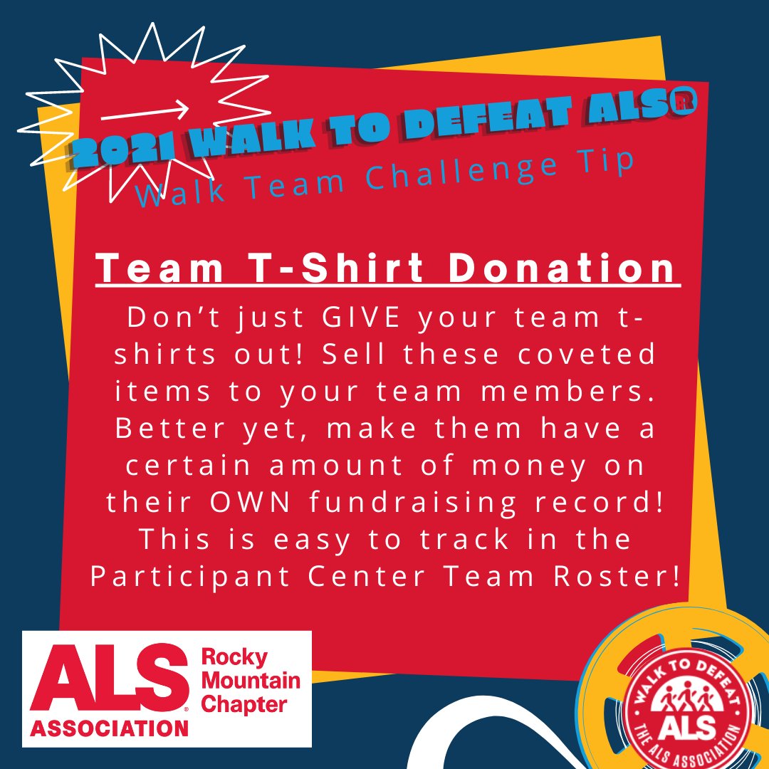 Looking for a fun way to get your Walk Team engaged? Look below for a Walk Team Challenge Tip.

#ALS #ALSRMC #OurALSCommunity #WalkToDefeatALS