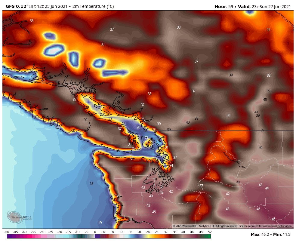 All-time temperature records are set to fall Sunday - but they’ll only remain for 24 hours until NEW all-time records are re-written on Monday across the South Coast. #BCHeat
