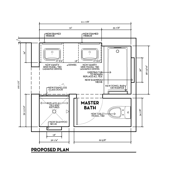 MStudioLA's tweet image. Drafting up a quick plan for this bathroom. Not changing much about the layout, but a complete overhaul of all finishes. Stay tuned for before and afters! #bath #masterbath #planning #floorplan #design #drafting #layout #remodel #update #interior @autodesk l8r.it/r4Fc