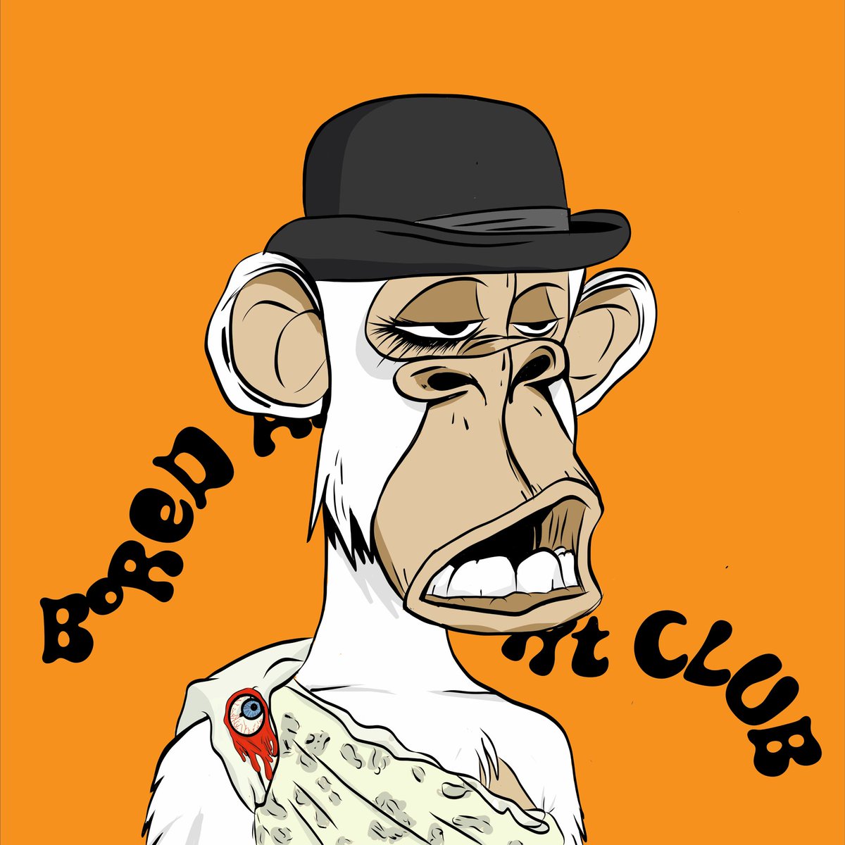 Having been bored with numerous non-stop nights of ultra-violence, this evening past I decided to try something new. I put glorious Ludwig van on the tape player, sharpened my stylus, and drew the derivative ape you now viddy below. What say you, droogs? Real horrorshow?