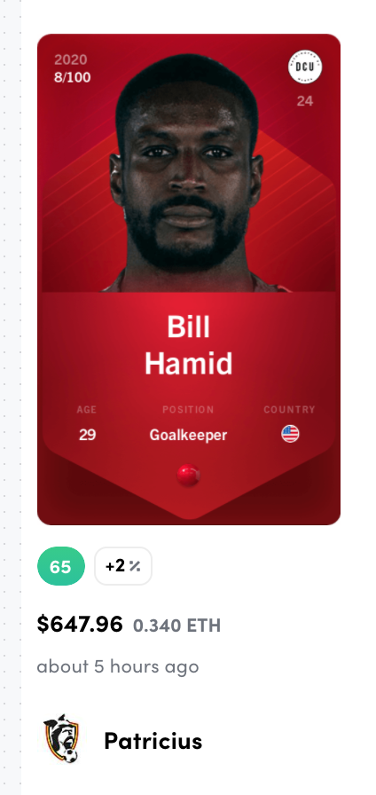 there are 111 Bill Hamid cards at SoRare

i sold for 0.34 ETH or $648  (which is painful unless ETH doubles up next few days  lol)

there are 150 Jusuf Nurkic series 1 Metallic Gold moments at Top Shot with low ask $640

those that know, know https://t.co/k5WPahKcpa