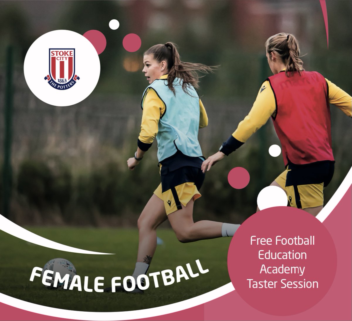 Female Football Education Academy Taster Sessions

Dates/Times⬇️
Tuesday, 29th June, 7:30pm-8:30pm
Tuesday 6th July, 6:15pm-7:45pm
 
Venue ➡️Academy Dome, ST4 4TN
Ages 14-17 years old

To reserve your place, please contact Danielle.Taylor@stokecityfc.com

#SCFC 🔴⚪️