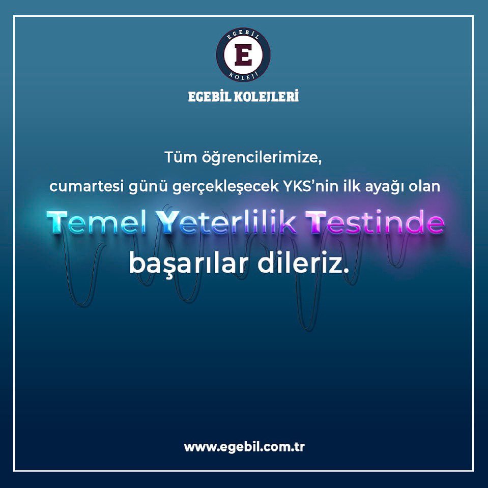 Tüm öğrencilerimize, cumartesi günü gerçekleşecek YKS'nin ilk ayağı olan TYT'de başarılar dileriz.

#egebil #tyt #sınav #eğitim