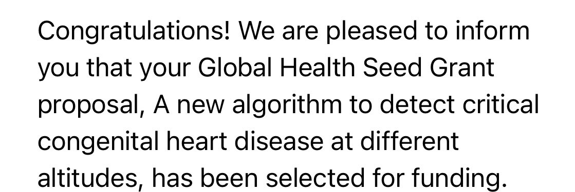 Honored to receive the @UCLAglobalhlth #Seed #Grant to develop a new screening algorithm 4 #Critical #CongenitalHeartDisease at #HighAltitude in my beloved #Peru 🇵🇪