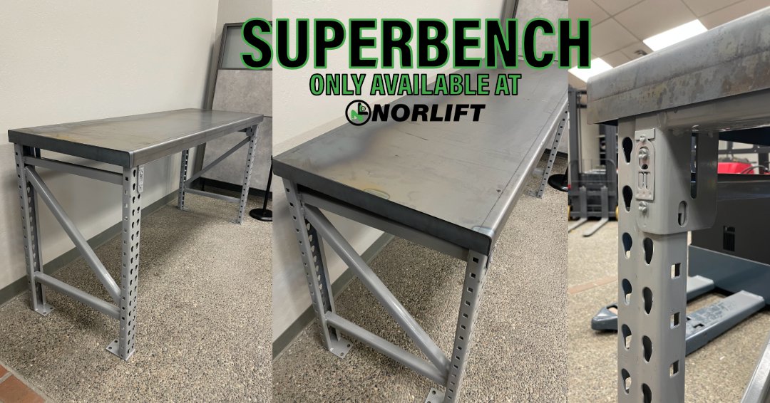 Norlift's tweet photo. Each #Superbench is completely customizable, footed, topped with 10-gauge roll form #steel, has a 3,000 lb capacity and ready to pick up! If you want nothing but the best, #Norlift is the first and only choice. For more information ➡️ https://t.co/ccHiLQMD66 #Spokane #HeavyDuty https://t.co/vUcYcdnb3U