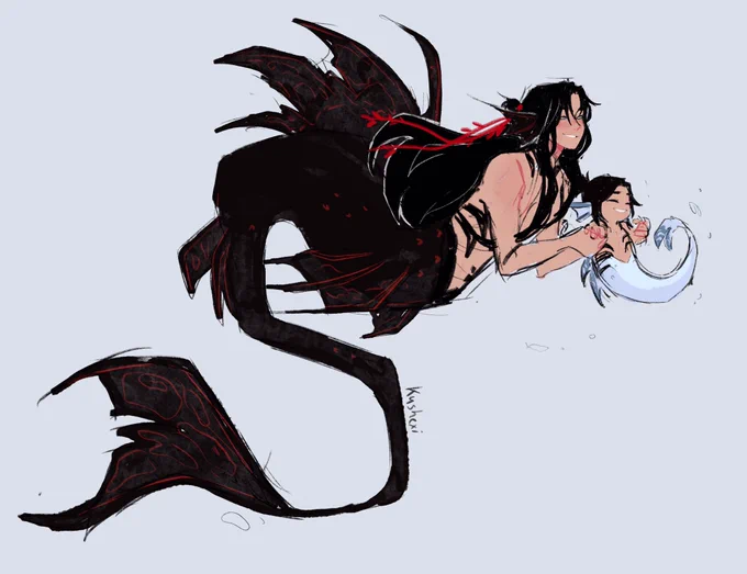 Mermaid au doodles! Had these in my head for a while now 🥺❤️✨#MDZS #魔道祖师 #WangXian 