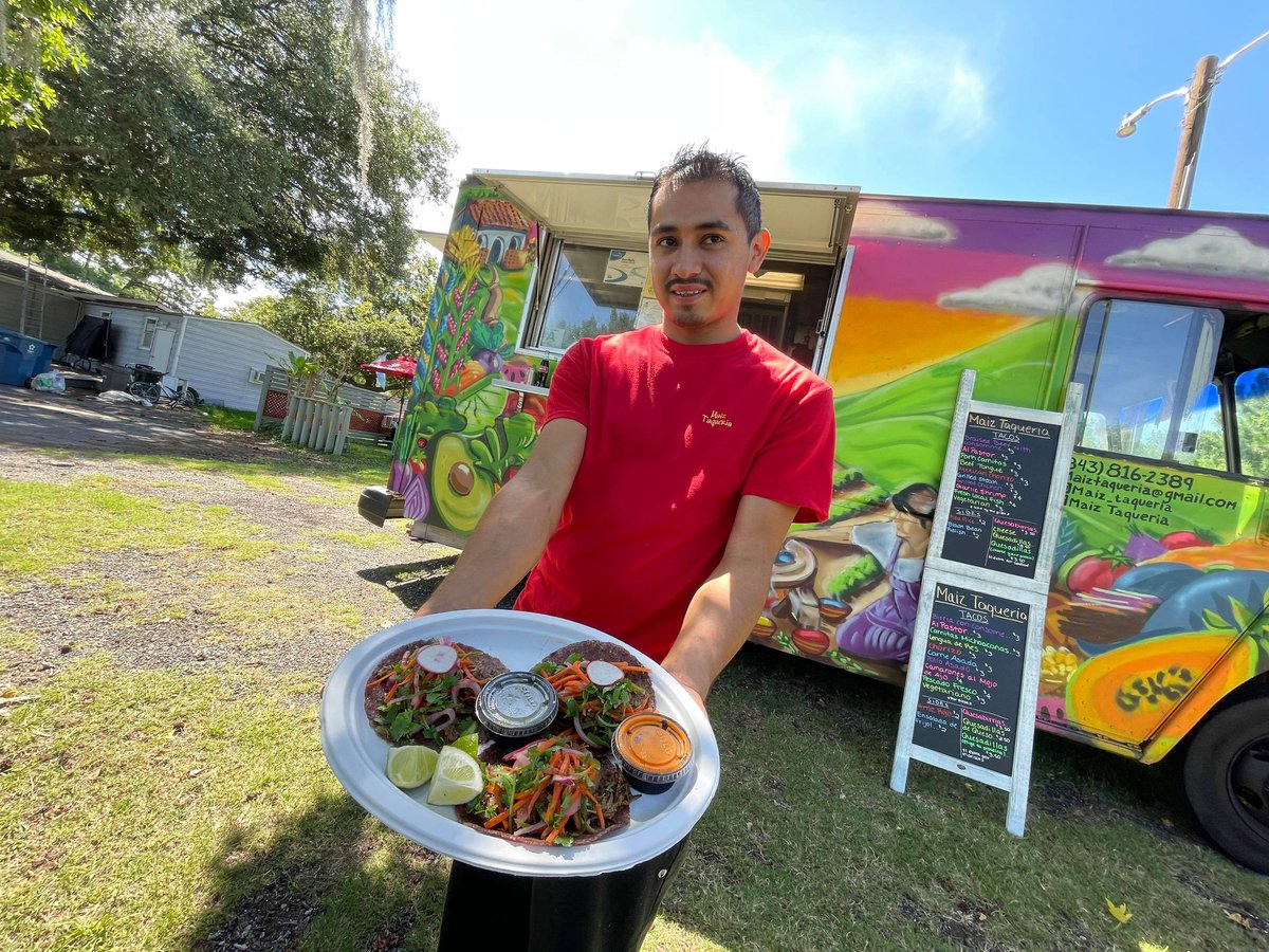 SCETV's tweet photo. #BTS for Backroad Bites Season 3! @maiz_taquetia in Hilton Head to learn about how one chef is bringing Mexican culture to SC through the food he creates! #SCETVDigital #BackroadBites Where should we go next?! https://t.co/TRceGsVXT7