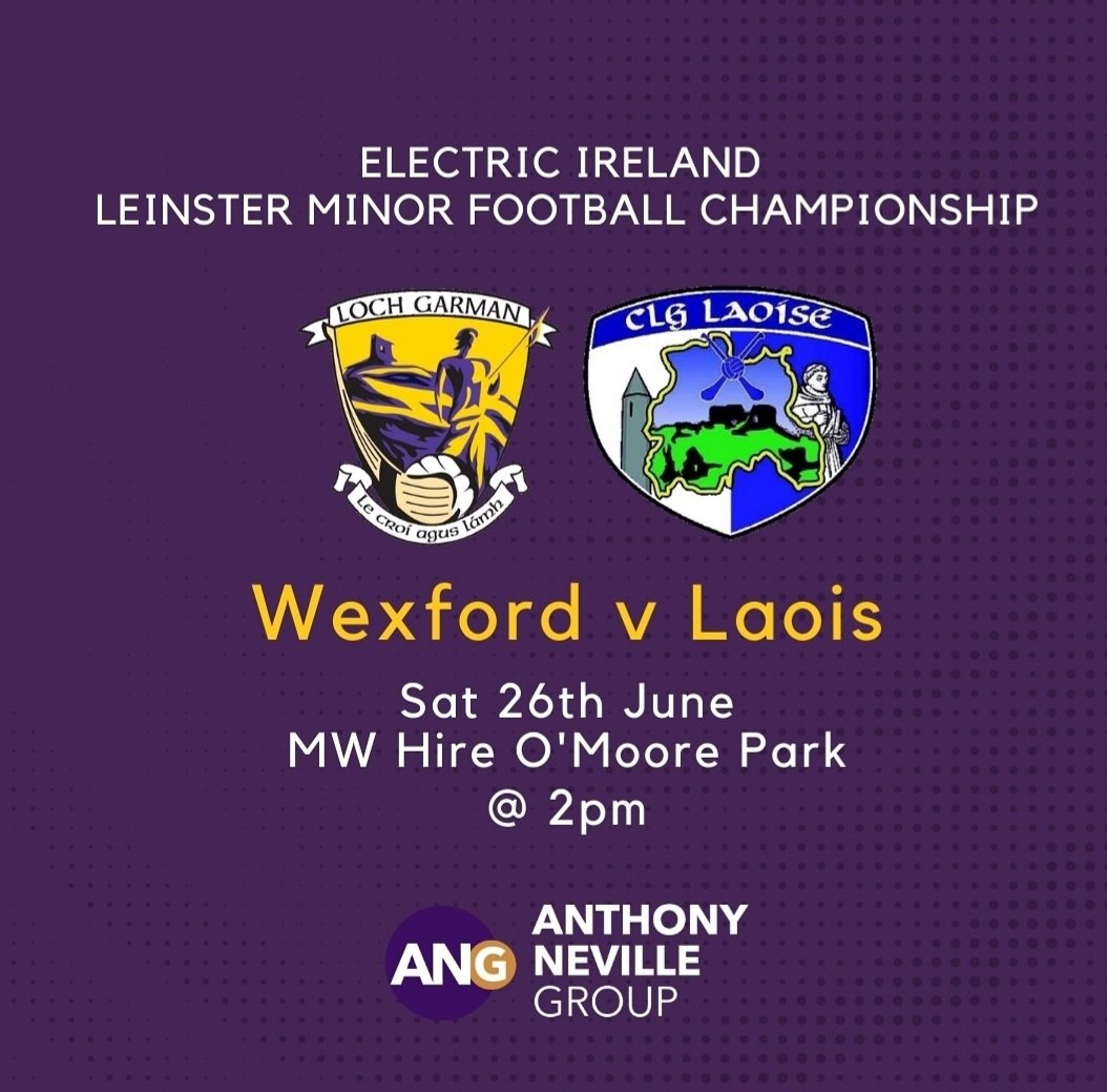 PJHowlin's tweet photo. Best of luck to our Wexford Minor Footballers tomorrow when they take on @CLGLaois in #MWHire O'Moore Park, Throw in @ 2pm. The game is available to view on this link https://t.co/TtUQMw6Q7p Laois GAA TV Live https://t.co/28m45R1x7h