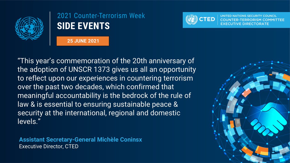 UN_CTED's tweet photo. ASG Coninsx, ED CTED delivered opening remarks at the #CTWeek @swiss_un @UN_CTED @UNITAD_Iraq side event "Towards ensuring comprehensive and meaningful accountability: linkages between terrorism and serious violations of international humanitarian law." #BringTerroristsToJustice https://t.co/uLdR229jOw