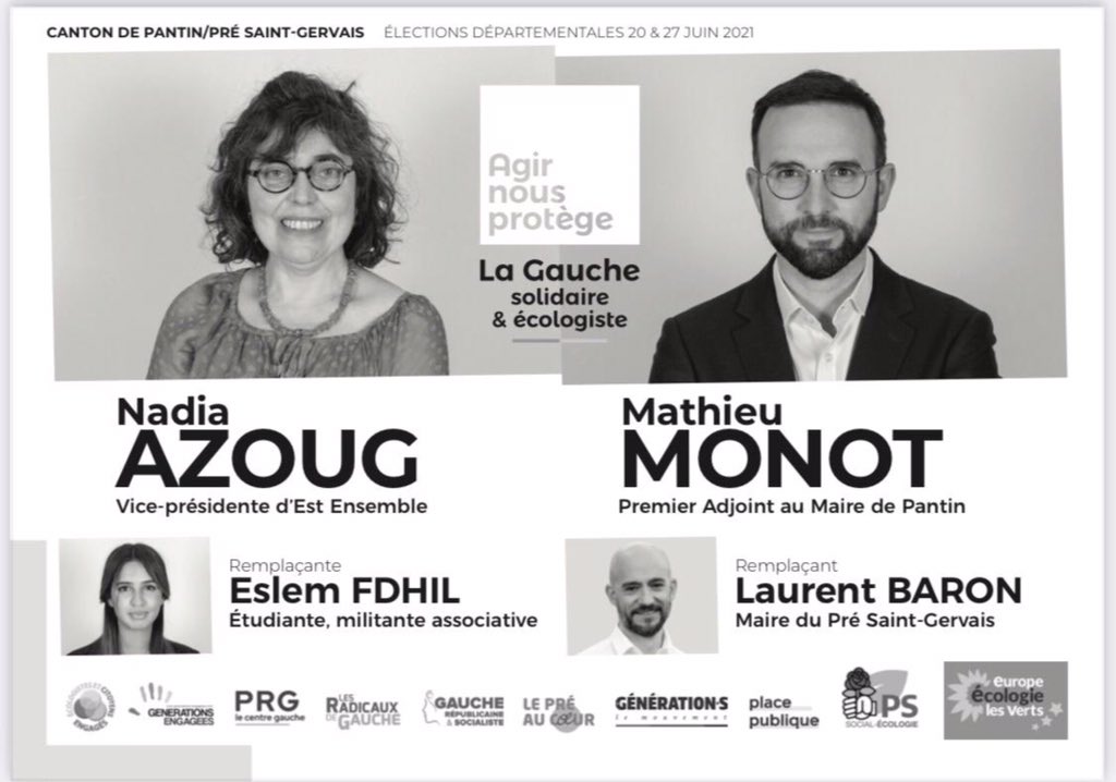 AgirPantinLePre's tweet photo. 🗳 Ce dimanche à #Pantin et au #Pré on vote pour la gauche rassemblée, solidaire et écologiste !
👉 La liste menée par @mat_monot &amp; @NadiaAzoug pour les #départementales2021 !
👉 La liste menée par @julienbayou avec @AudreyPulvar &amp; @Clem_Autain pour les #regionalesIDF ! 
✊🌻🌹 https://t.co/kGuo4O0VM0