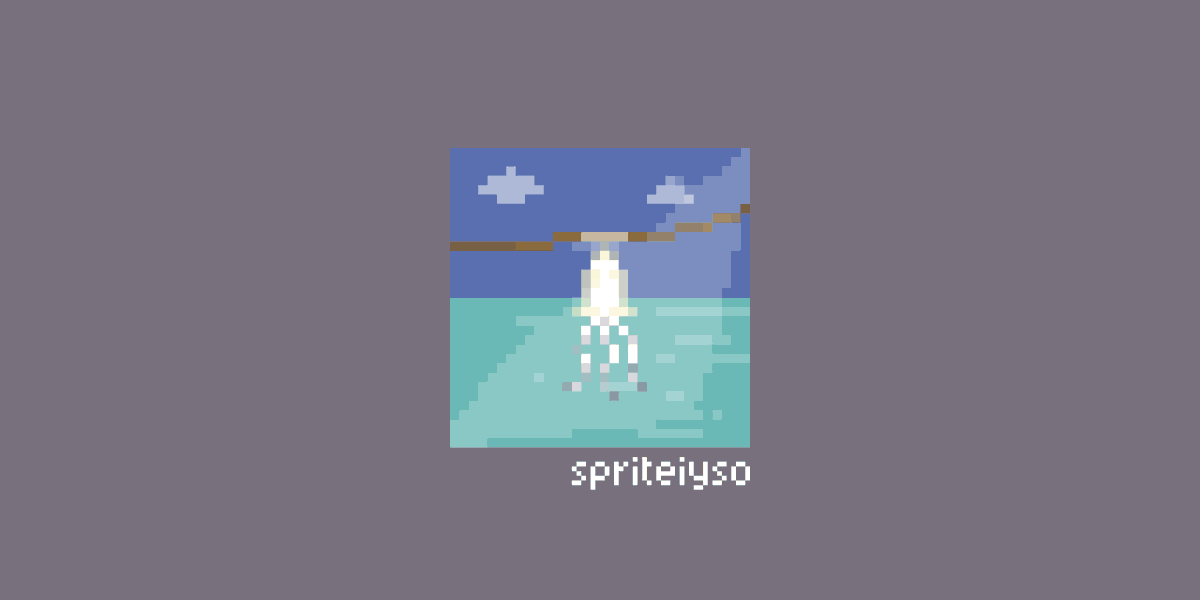 spriteIyso's tweet photo. first time submitting for this, i'm so late #10分ドット #pixelart #aseprite #driedsquid https://t.co/qP9QN17O2X