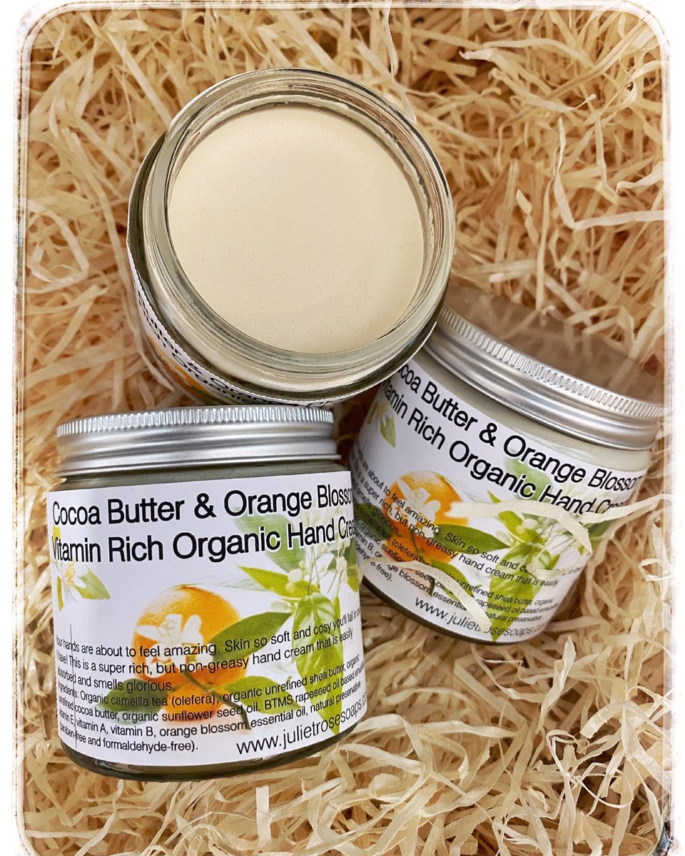 JulietRoseSoaps's tweet photo. In these days where we are washing our hands more, it’s important to keep them moisturised and nourished. 

My Cocoa Butter &amp; Orange Blossom hand cream is what you need to keep your hands soft and supple. 

You’ll find this little treat on my website! The link is in the bio! 🌹 https://t.co/L5f0si7tsK