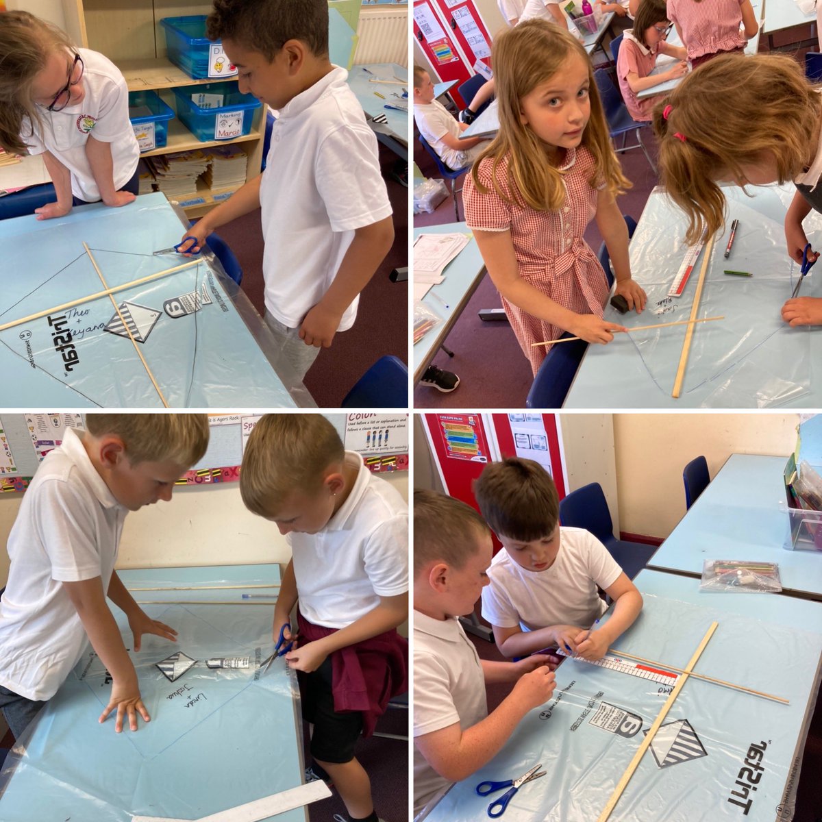StTheresePT's tweet photo. An exciting couple of weeks in year 3, making kites to fly! 🪁 #ambitiouscapablelearners #flighttopic ✈️ #teamwork https://t.co/XF0uzPh6hz