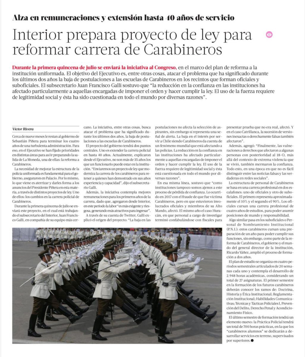 Uno de los cuatro ejes de la #ReformaCarabineros es la modernización de la carrera policial. La nueva carrera, que generará incentivos a la permanencia y profesionalización, se aplicará a quienes ingresen a escuelas de <a href="/Carabdechile/">Carabineros de Chile</a>. 
Infórmate aquí👉 bit.ly/3vQVBCl