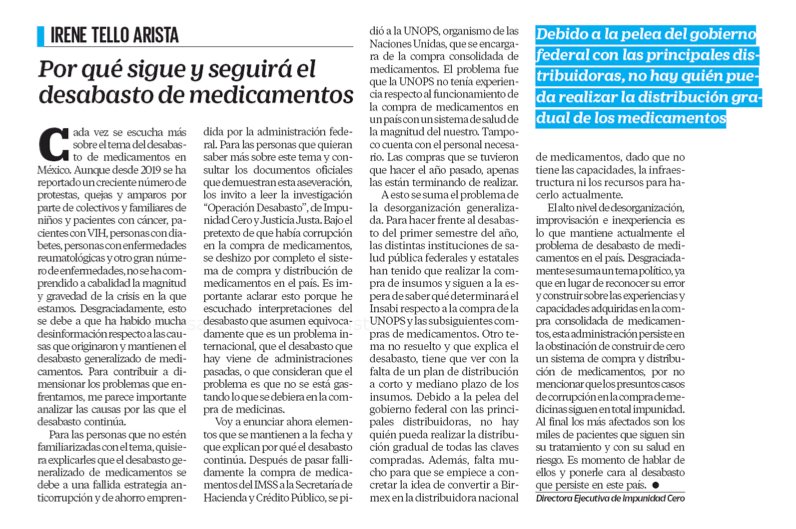 StratCons's tweet image. Pocas personas han analizado de forma tan profesional y seria el DESABASTO de medicamentos en México como @itelloarista 
Ahora, lo escribe en un texto impresionantemente entendible en EL UNIVERSAL.
Hay que leerlo y compartirlo.
(Spoiler: Fue el Estado)