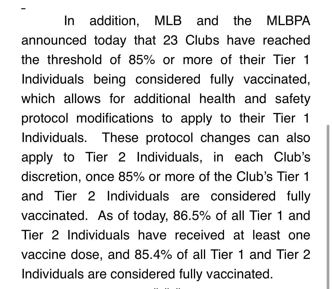 MLB and the MLBPA announce  the latest COVID-19 testing results and vaccination figures: