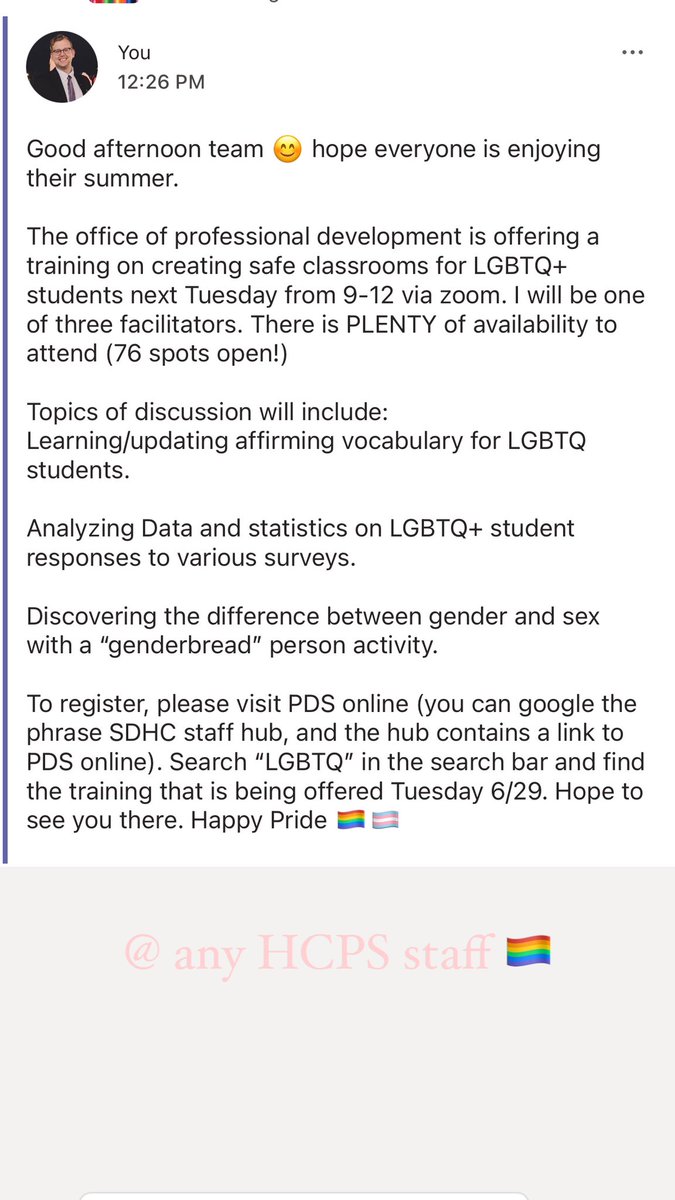 Excited for this opportunity next Tuesday! Working with a long time Twitter mutual @callthemfrancis, along with our colleague Amanda, to create safer classrooms in <a href="/HillsboroughSch/">Hillsborough Schools</a> for our LGBTQ+ students. DMs are open for more info :)