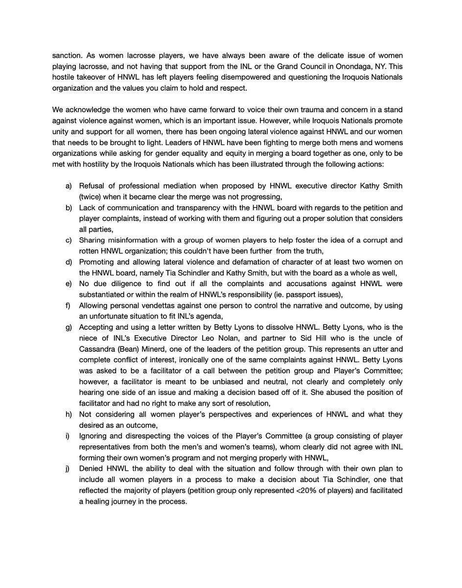 HaudenosauneeLx's tweet image. (1/2) Haudenosaunee Nationals Women’s Lacrosse publicly acknowledges the wrongful dissolution of the Board of Directors and the Women’s Program that has been orchestrated by the Iroquois Nationals organization. Former players who are aware of the situation have asked that their