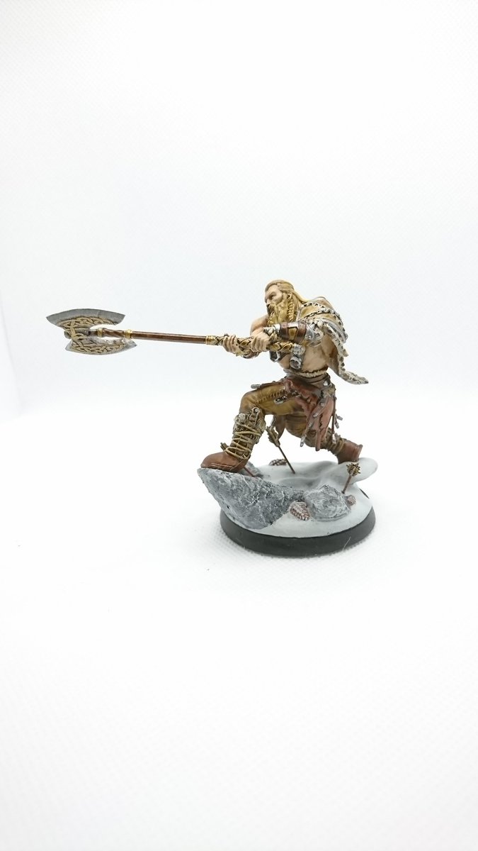 Anheronsaga's tweet photo. La primera miniatura de Anheron Quest que pinto. Erik, el Hombre del Norte. #fantasy #warhammer #aos #vikings #3D #3dprinting #heroquest #tabletop https://t.co/VGUrPPIzfS