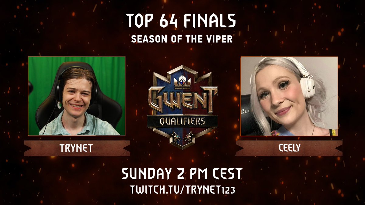 This Sunday, tune in to the TOP 64 finals of the Season of the Viper Qualifiers!

Stream will start at 2 PM CEST at twitch.tv/trynet123 – 
<a href="/trynet123/">Tyler Nolan</a>
 and 
<a href="/ceelytwitch/">Cecilia</a>
 will be your hosts!