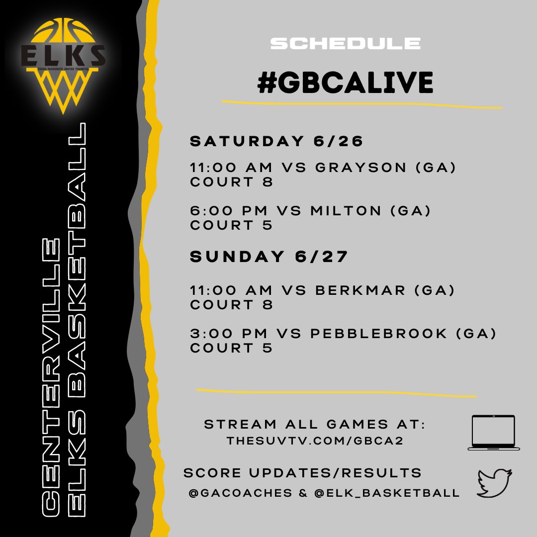 The elks are headed to ATL. Stream games this weekend via <a href="/SUVtv/">SUVtv</a> #chop #N3XTSELECT 🪓 <a href="/GAcoaches/">GBCA</a>