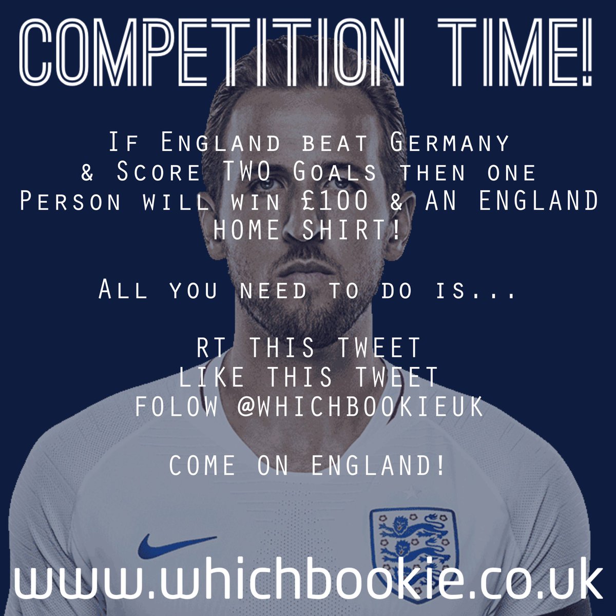⚽️ £100 COMPETITION TIME ⚽️

If #ENG best #GER and score TWO goals then one person will win £100 &amp; An England Shirt, to enter all you need to do is as follows… #EURO2020 

RT This Tweet
LIKE this Tweet
Follow <a href="/whichbookieuk/">Which Bookie</a>