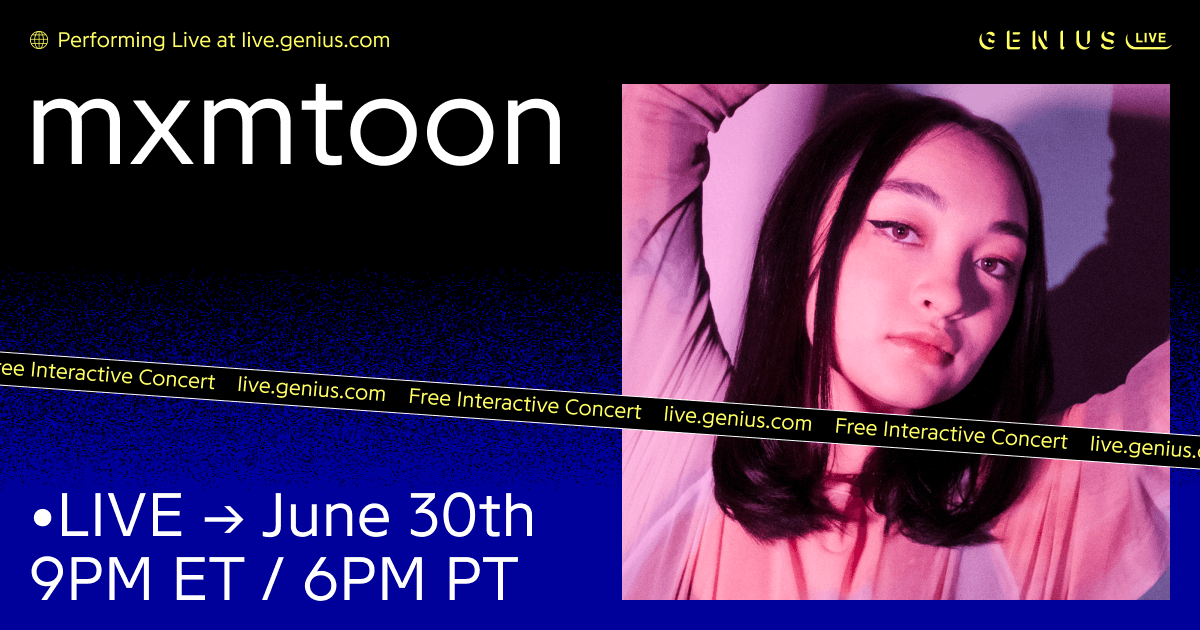 Genius's tweet image. .@mxmtoon is coming through to shut down #GeniusLive next week on june 30th 😎

make sure to RSVP now: so.genius.com/N4Cpc2N