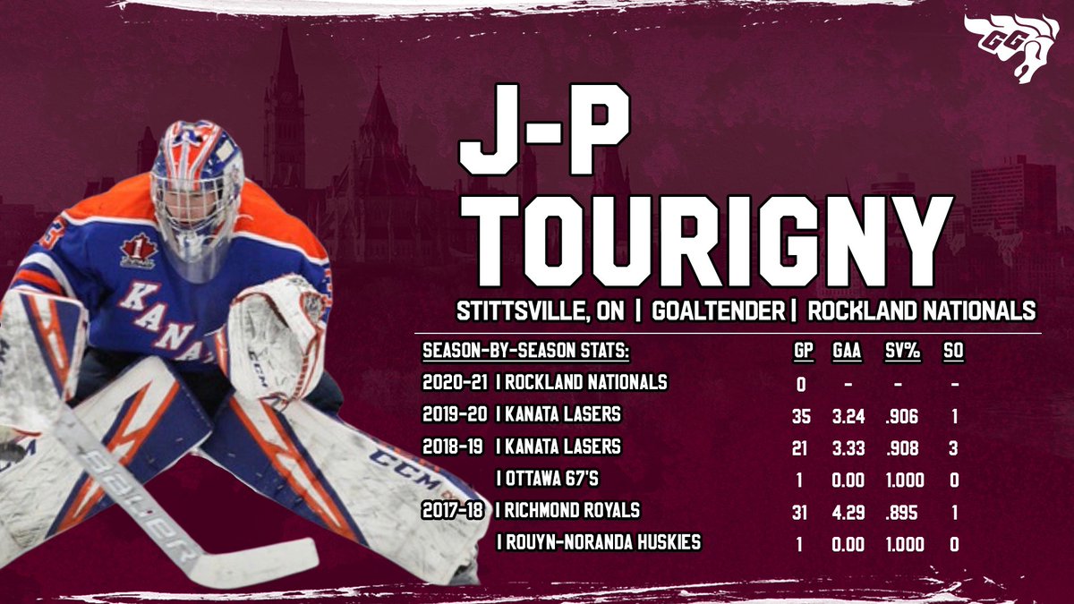 We are proud to announce that <a href="/RocklandNatsJrA/">Rockland Nationals</a> goaltender Jean-Philippe Tourigny is joining the Garnet and Grey for the 2021-22 season!

Welcome aboard JP!

#HorseHockey🐴