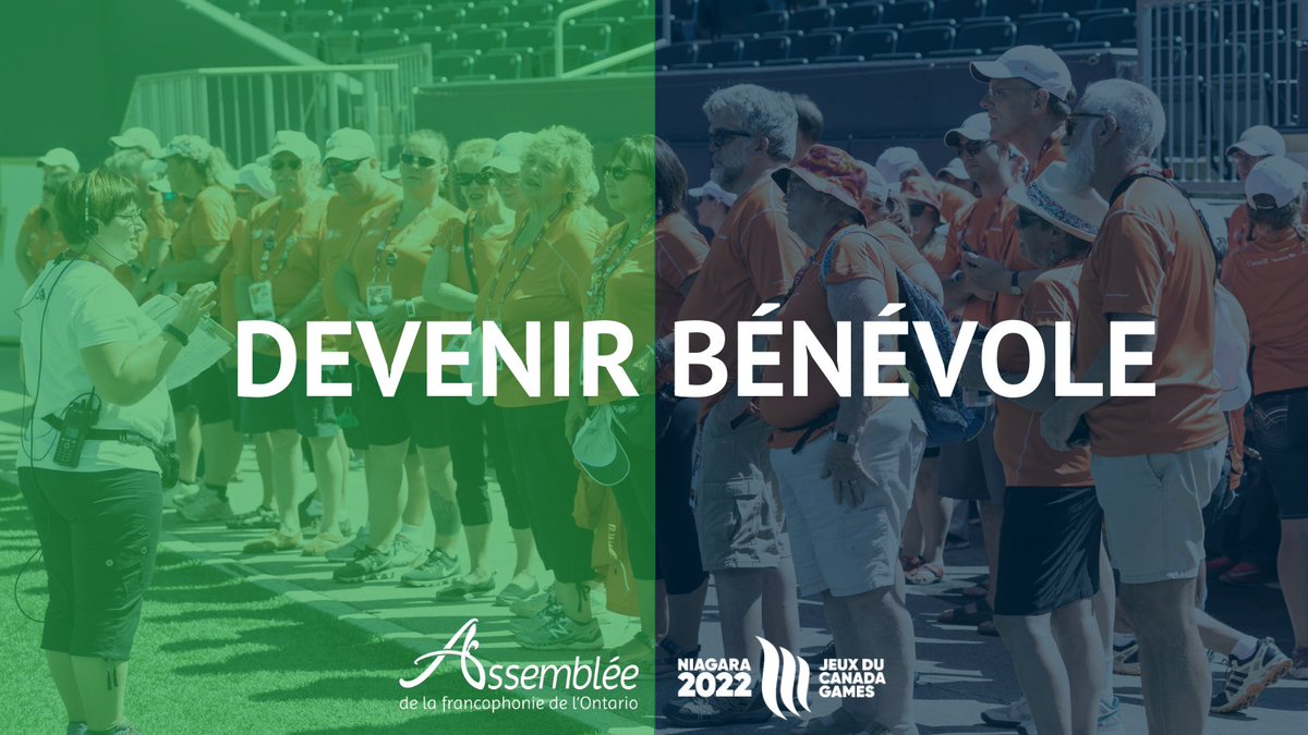 Prenez part au plus grand événement de 2022 ! Les <a href="/2022CanadaGames/">Niagara 2022 Canada Summer Games</a> sont à la recherche de centaines de bénévoles francophones pour les Jeux d'été de 2022.

Abonnez-vous à leur infolettre pour être avisé du lancement du portail de bénévoles 👉🏼ow.ly/eOLG50EW5nZ  #onfr