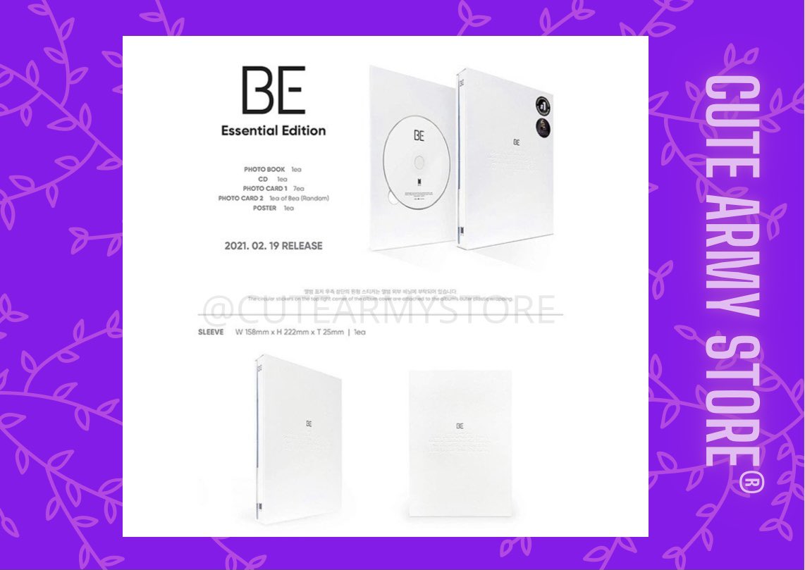 cutearmystore's tweet photo. ALBUM BE ESSENTIAL EDITION 😊💜
Valor: $135.000.
Más Información por DM 📩
*NO INCLUYE VALOR DE ENVÍO*
📦Envíos a Bogotá y a toda Colombia!
#btsarmy #albumbe #essencialedition #btscolombia #productosbts #bangtan #cutearmystore #bts https://t.co/bX0863oFb1