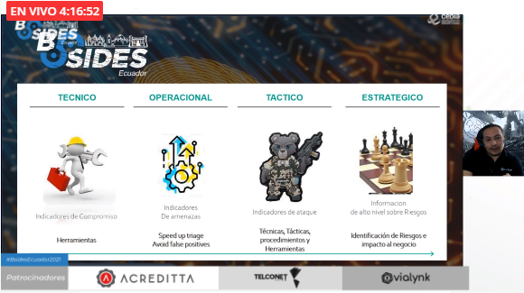 BSides593's tweet photo. Guillermo García (@memo3g) en el #BSidesEcuador2021, "...la palabra clave y estratégica para el negocio es, riesgo...". @VialynkSA https://t.co/uK1jLjs7L9