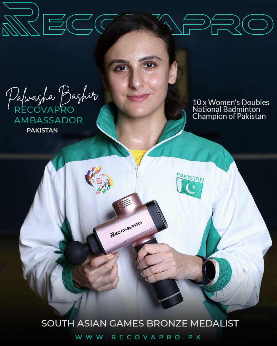 BashirPalwasha's tweet photo. Alhamdulilah, honoured to announce that I am now the Brand Ambassador for @recovapro🏸
#PalwashaBashir #NationalBadmintonChampion #PakistanNo1
#WomensDoubles
#recoverlikeapro #BeAPro #recovapro https://t.co/0YjB9nYCU8