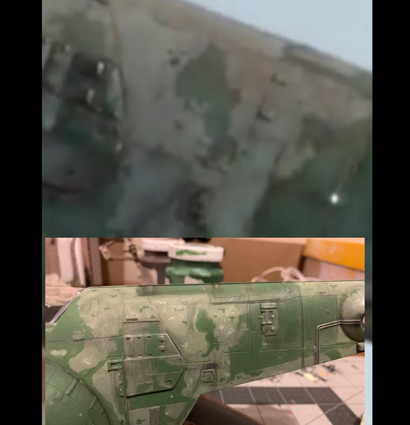 GroupBased's tweet photo. Progress on Slave 1 model - missing some parts so I’ll have to fabricate the interior and the underside of the tail out if cardstock 

#bobafett #slave1 #mandalorian #scalemodel #starwarsmodel #starwars https://t.co/pW98naiNxG