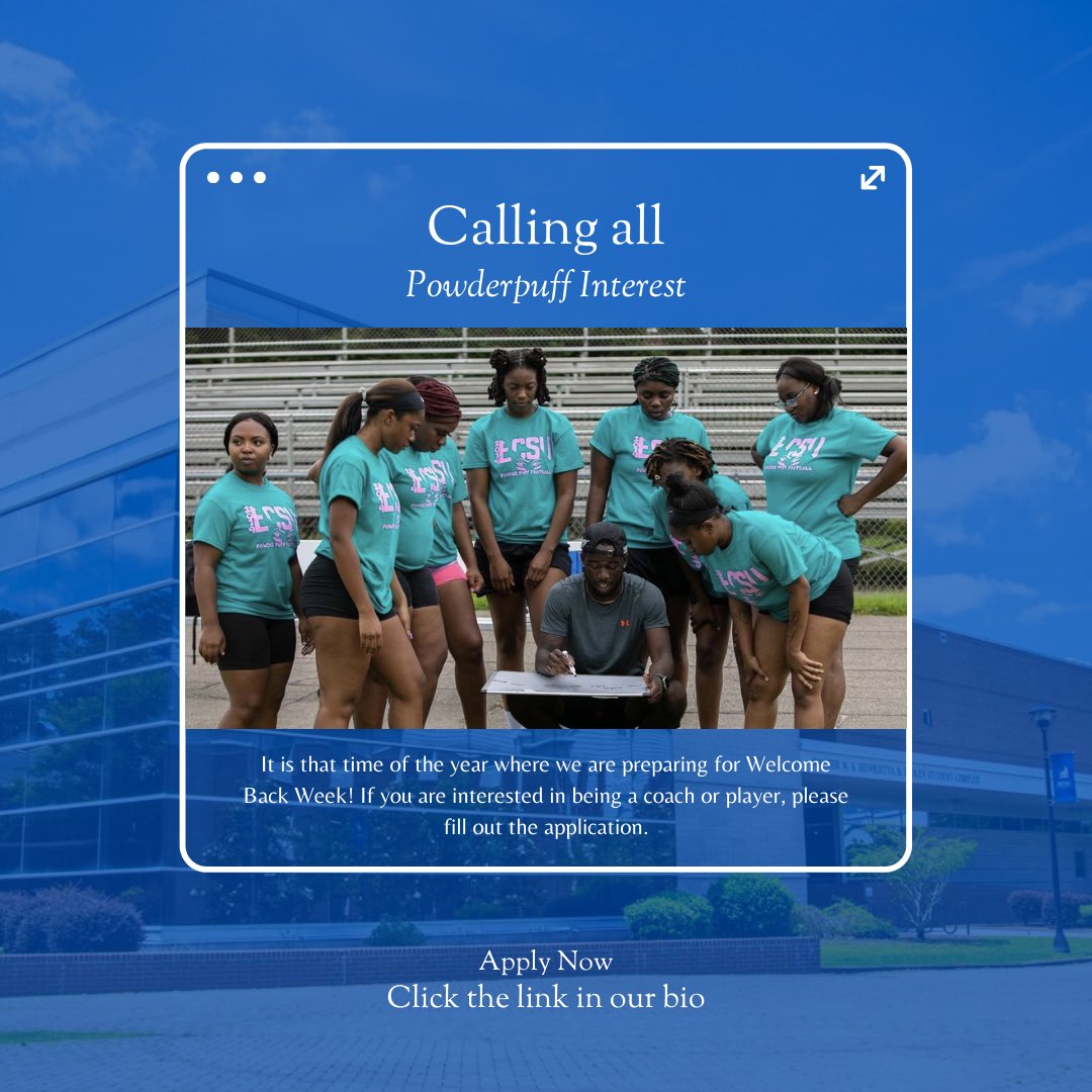 ecsucab's tweet photo. We are excited to open up Welcome Back Week with our annual Powderpuff game.
.
.
Tag a friend so that they can apply π
#ECSU25 #ECSU24 #ECSU23 #ECSU22 #ECSU21 https://t.co/ikhWZYphUi