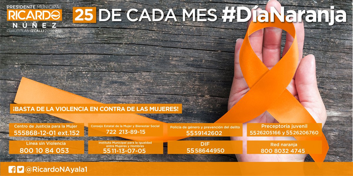 Todos los días y a todas horas debemos defender a mujeres, niñas y niños. En este #DíaNaranja los invito a hacer conciencia y a denunciar a los agresores. Les comparto números telefónicos👇 ¡No están solas!