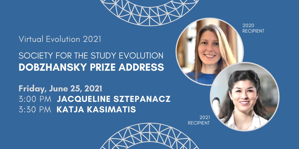 Join us at 3:00 pm EDT to hear from *both* our 2020 and our 2021 Dobzhansky Prize winners, Jacqueline Sztepanacz and Katja Kasimatis! #Evol2021 @Evol_mtg @jsztepanacz @katjakasimatis