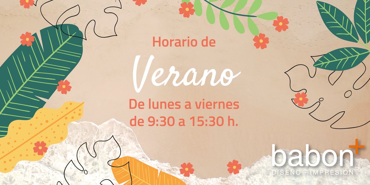 babonplus's tweet photo. ¡Llega el verano y tenemos nuevo horario! 👙🌞🏖️

Julio y agosto abriremos de lunes a viernes de 9:30 de la mañana a 15:30 de la tarde  🕘🕞.

#babónplus #somosmás #readytoprint #impresióndigital #horario #verano https://t.co/43psgudIVh